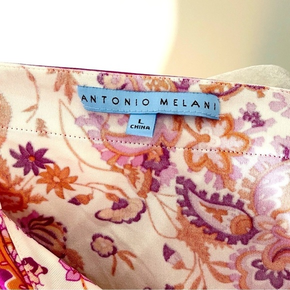 ANTONIO MILANI Pink Peach White Floral 100% Silk Tank Blouse - LARGE - Picture 3 of 7